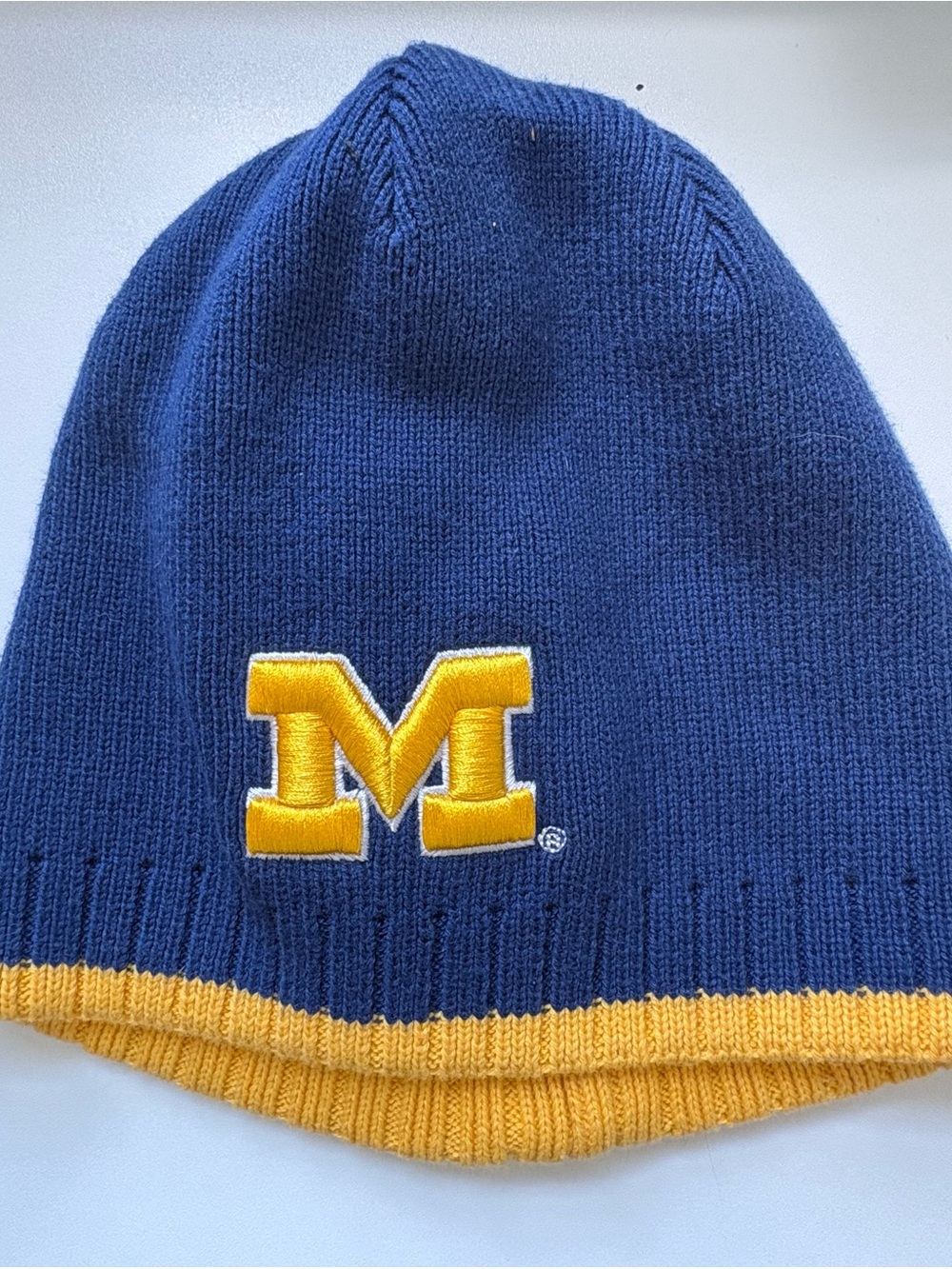 Champs Navy & Yellow Knit Beanie with M Logo